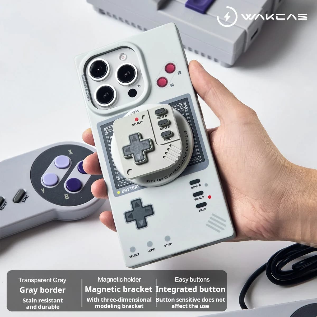 Wakcas Retro Gaming iPhone 17/16/15 Pro Max Case – Matte & Mechanical Style