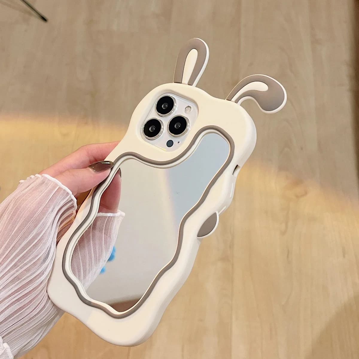 Premium Cute Rabbit Phone Case with Mirror for iPhone
