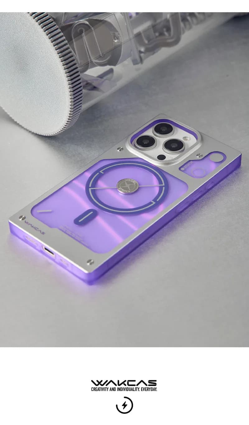 WAKCAS Square Purple Electroplated MagSafe iPhone Case