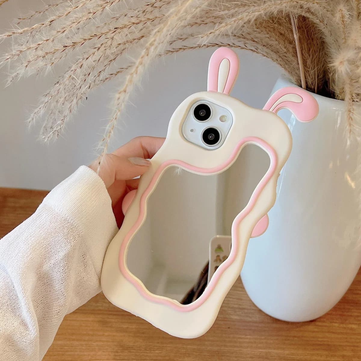 Premium Cute Rabbit Phone Case with Mirror for iPhone
