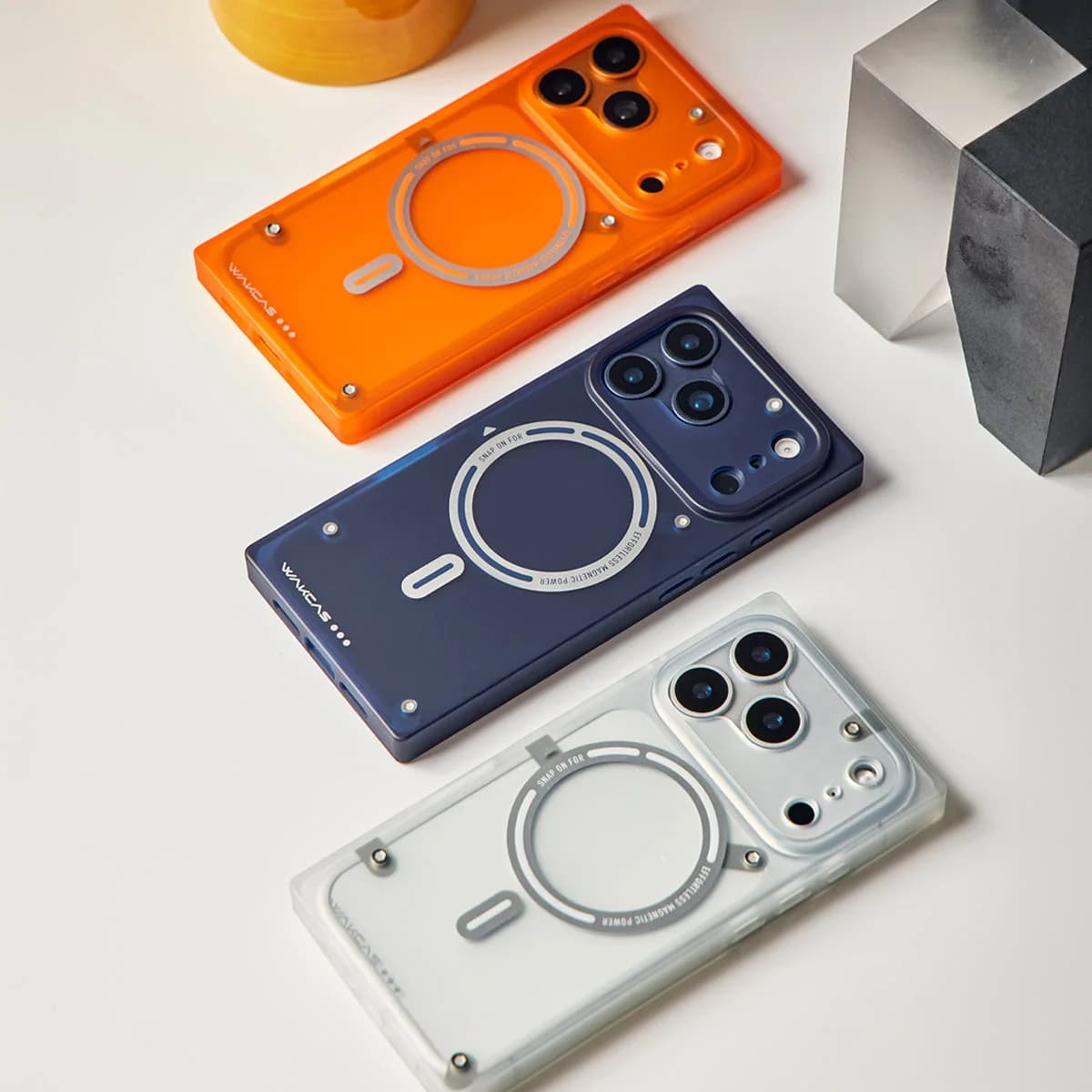 WAKCAS Matte Semi-Transparent Magnetic Square Case for iPhone 17 Series | MagSafe