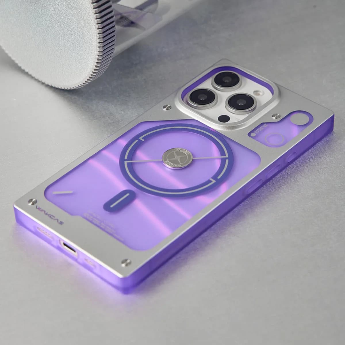 WAKCAS Square Purple Electroplated MagSafe iPhone Case