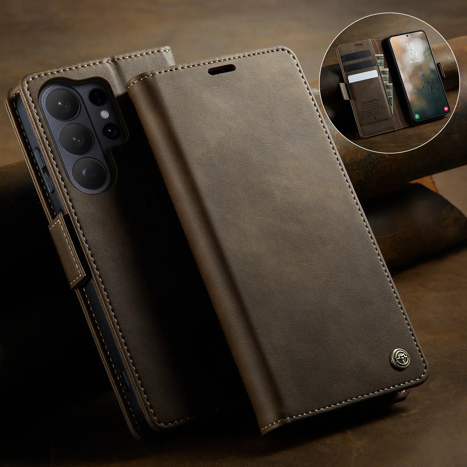 CaseMe Retro Magnetic Wallet Case — product photo