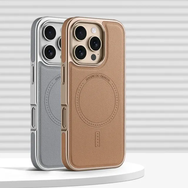 Plated Frame Magnetic Leather-Look Case