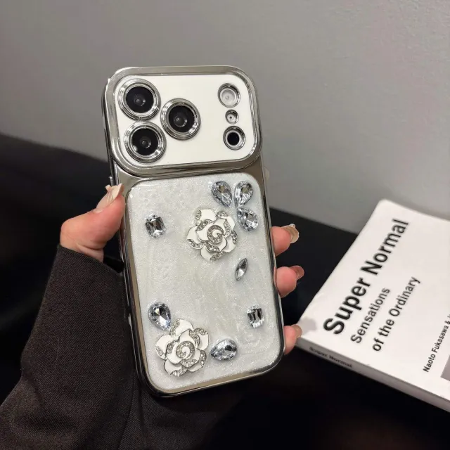 PC Plated Epoxy Flower Phone Case Full Coverage Shockproof Cover — product photo
