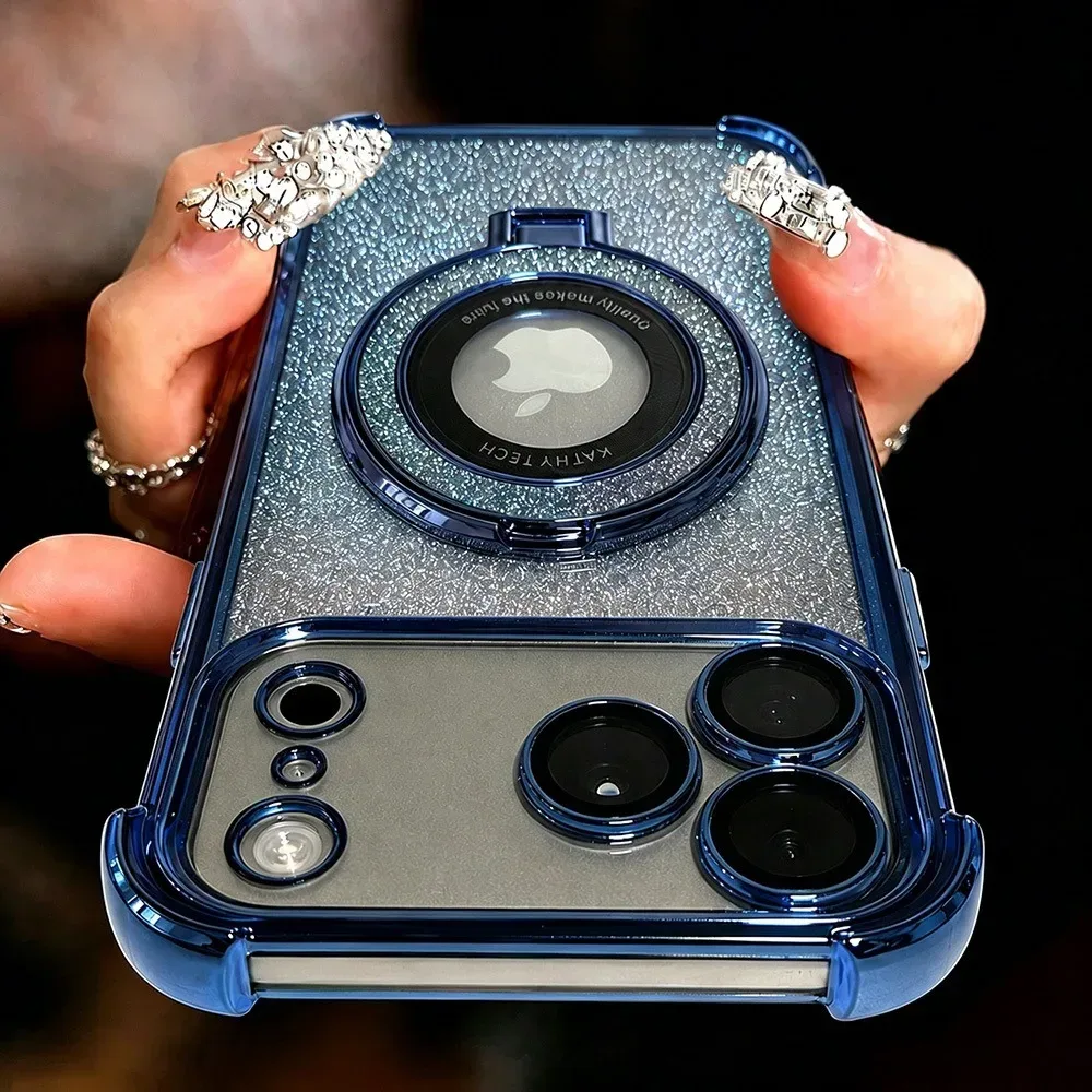 Laser Glitter Magnetic Stand Case close-up