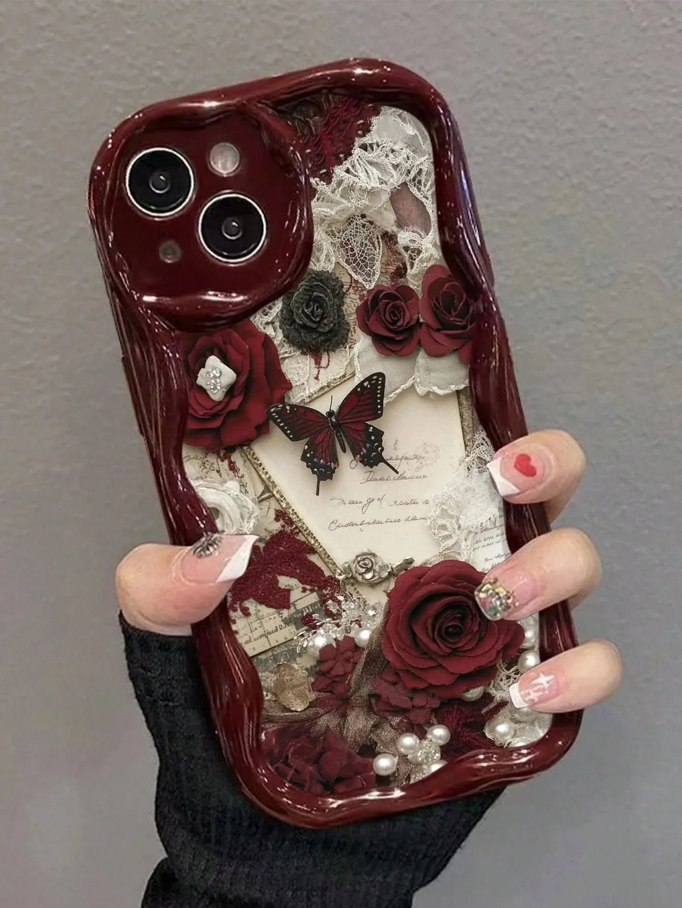 Burgundy Rose & Butterfly Case