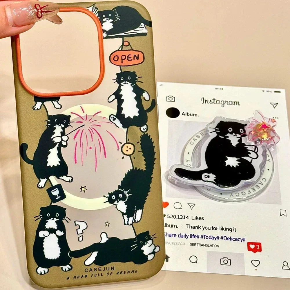 Black Cat Magnetic Bracket Case
