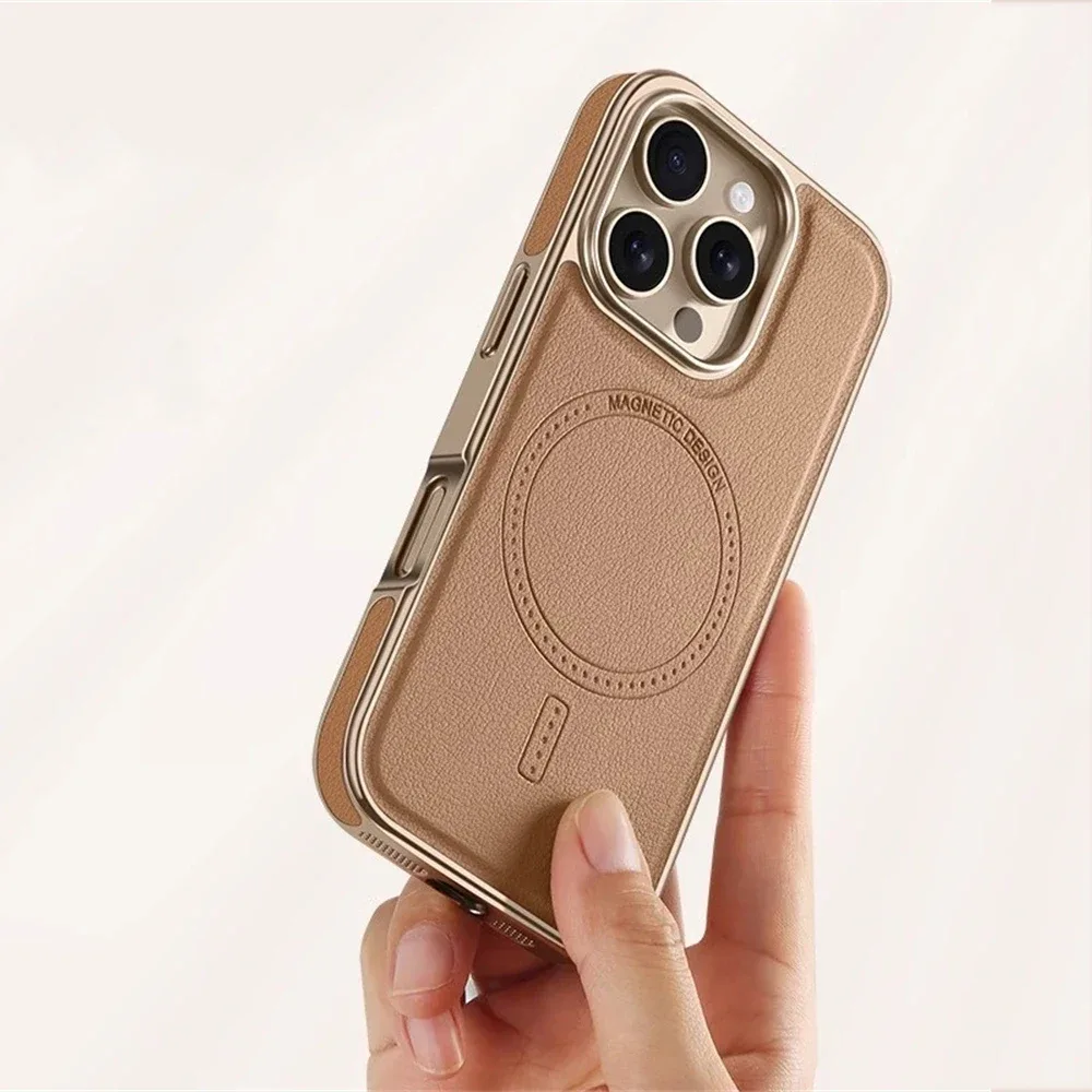 Plated Frame Magnetic Leather-Look Case — source product photo