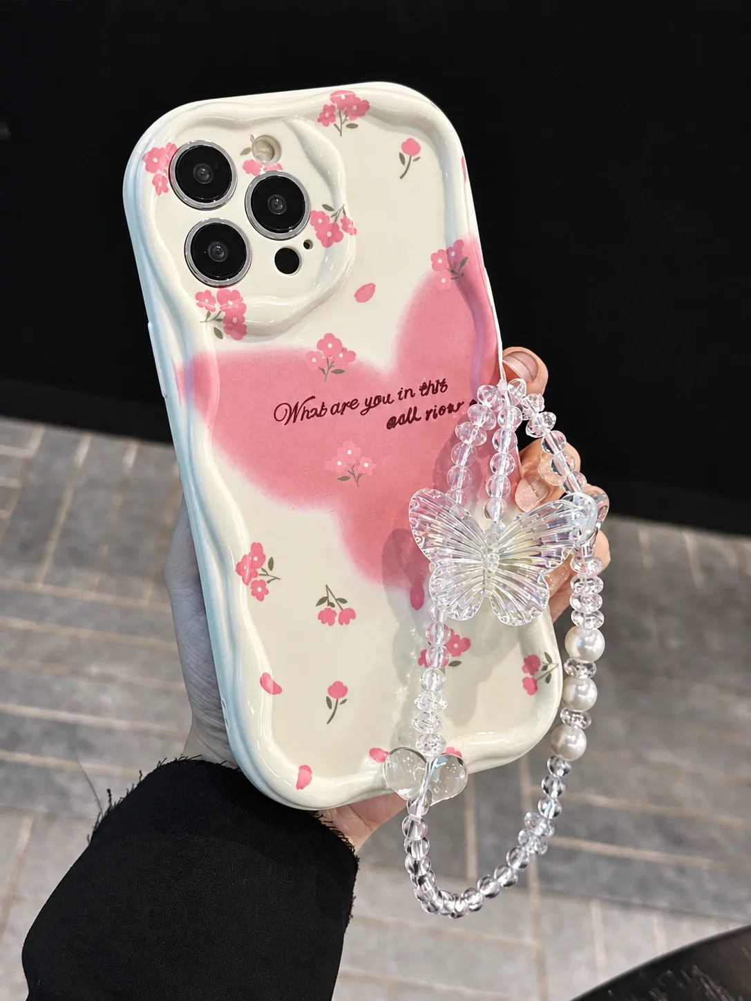 Pink Heart Floral Bracelet Case