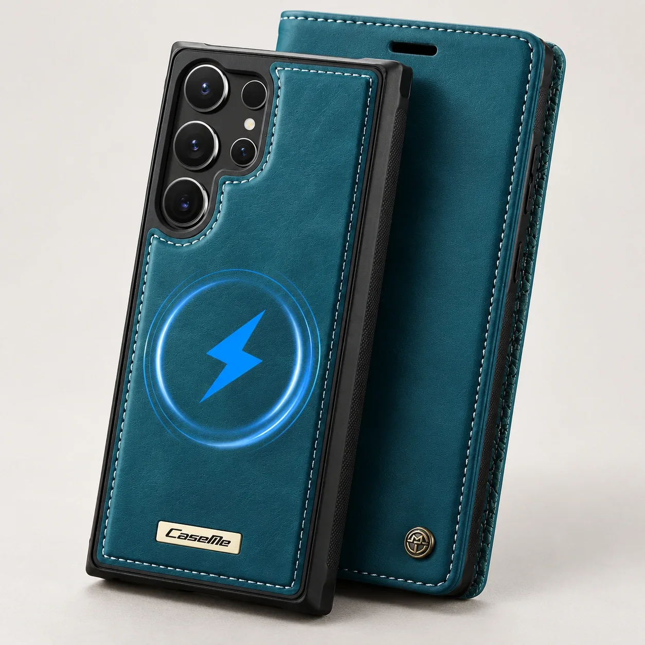 AI-generated alternate angle of 2-in-1 Magnetic Leather Book Case