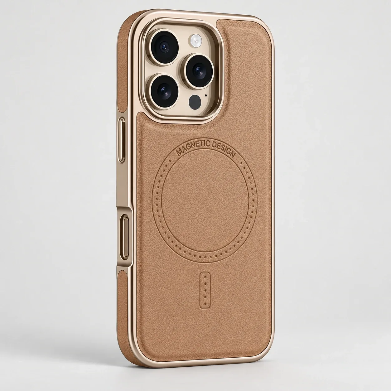 AI-generated alternate angle of Plated Frame Magnetic Leather-Look Case