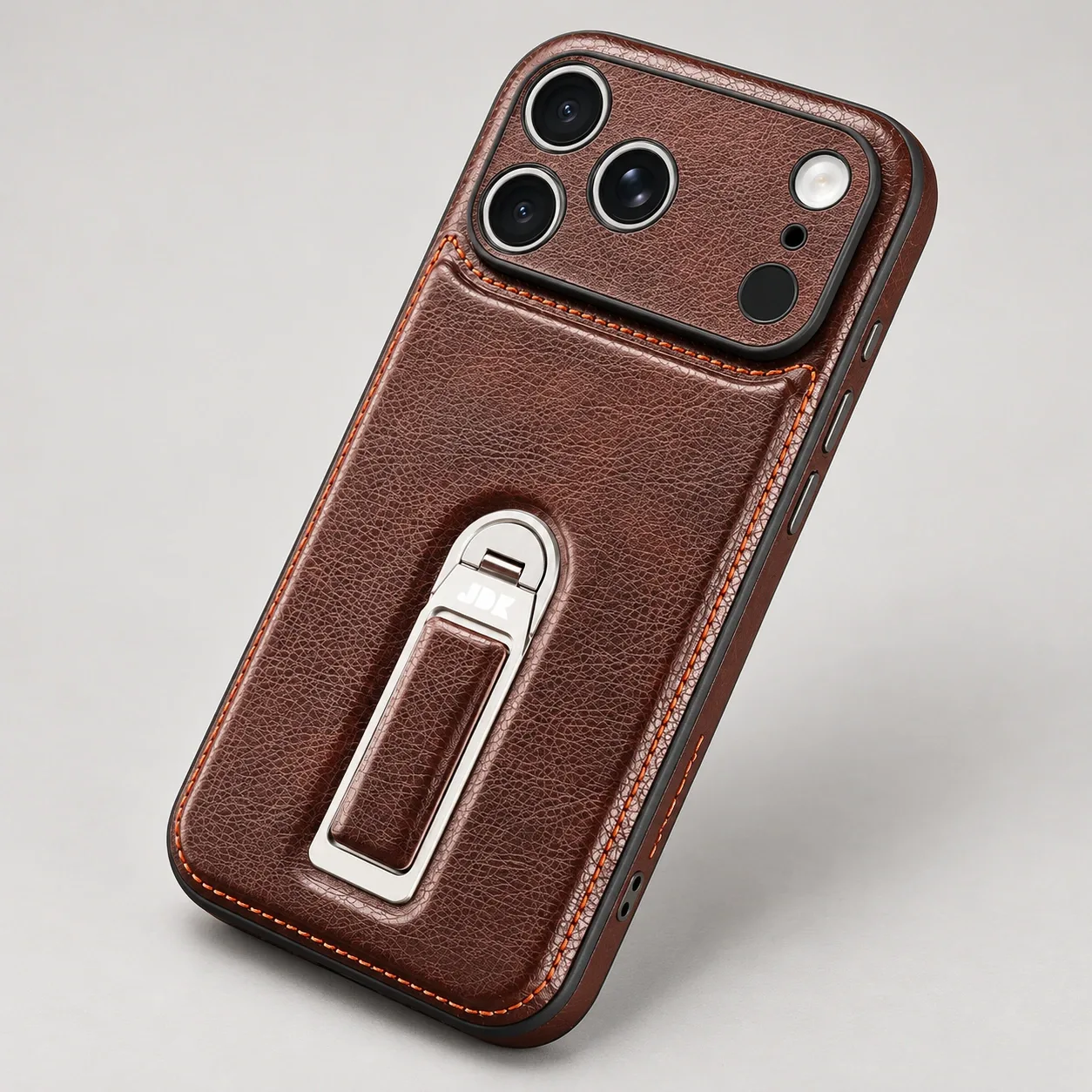 AI-generated alternate angle of Leather-Look Rotating Kickstand Case