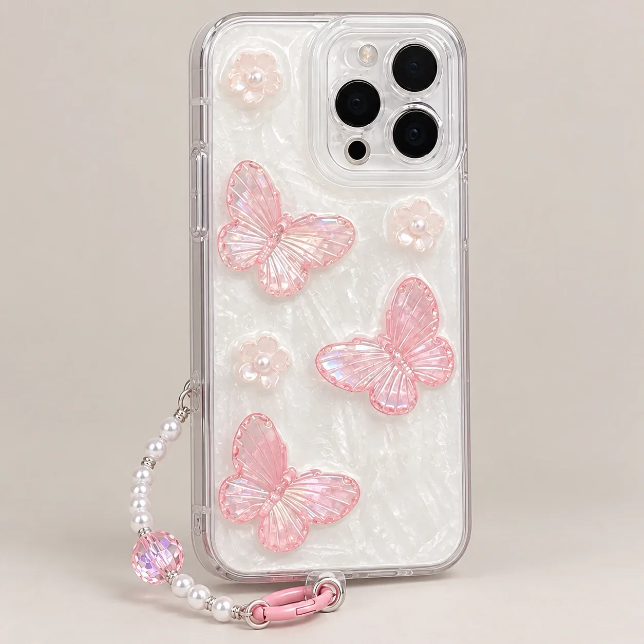 Pearl Butterfly Bracelet Case close-up