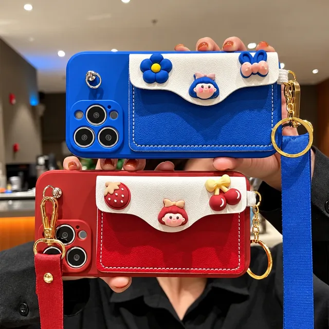 Fashion Flower Girls Leather Wallet Bag Phone case Cross Body Back Cover — AI-enhanced product photo